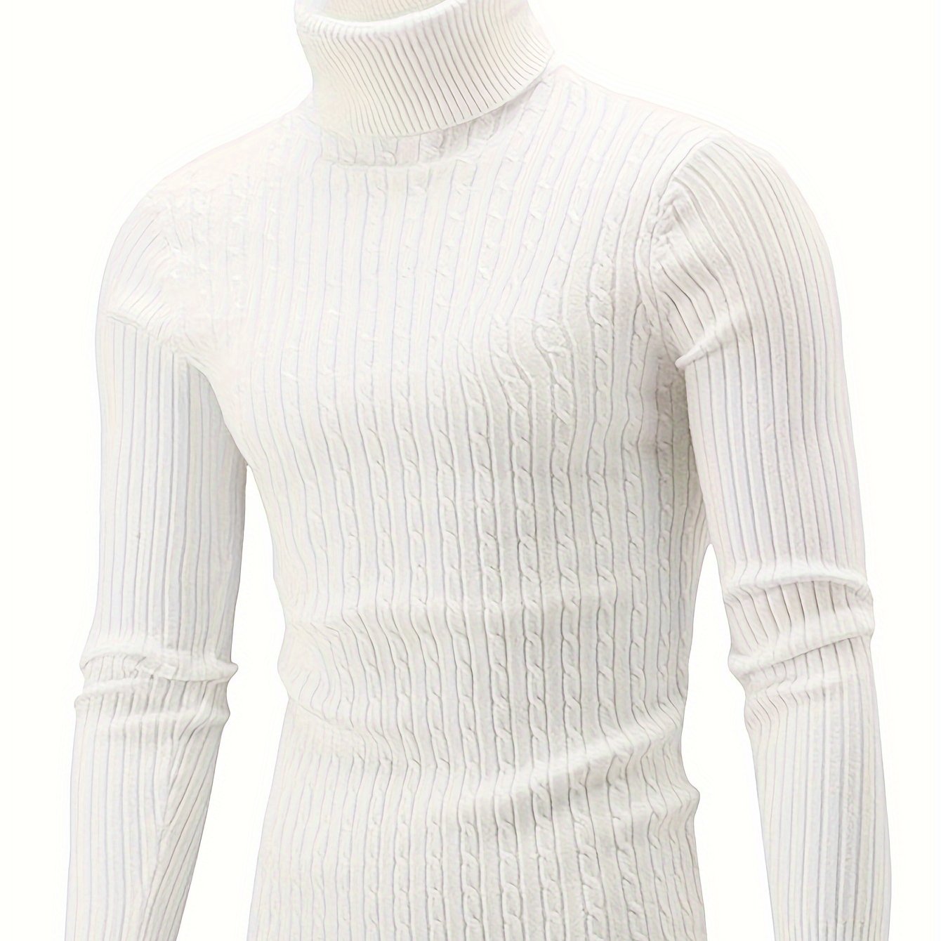 Plus Size Casual Turtleneck Sweater - Long Sleeve Stretch Knit Pullover
