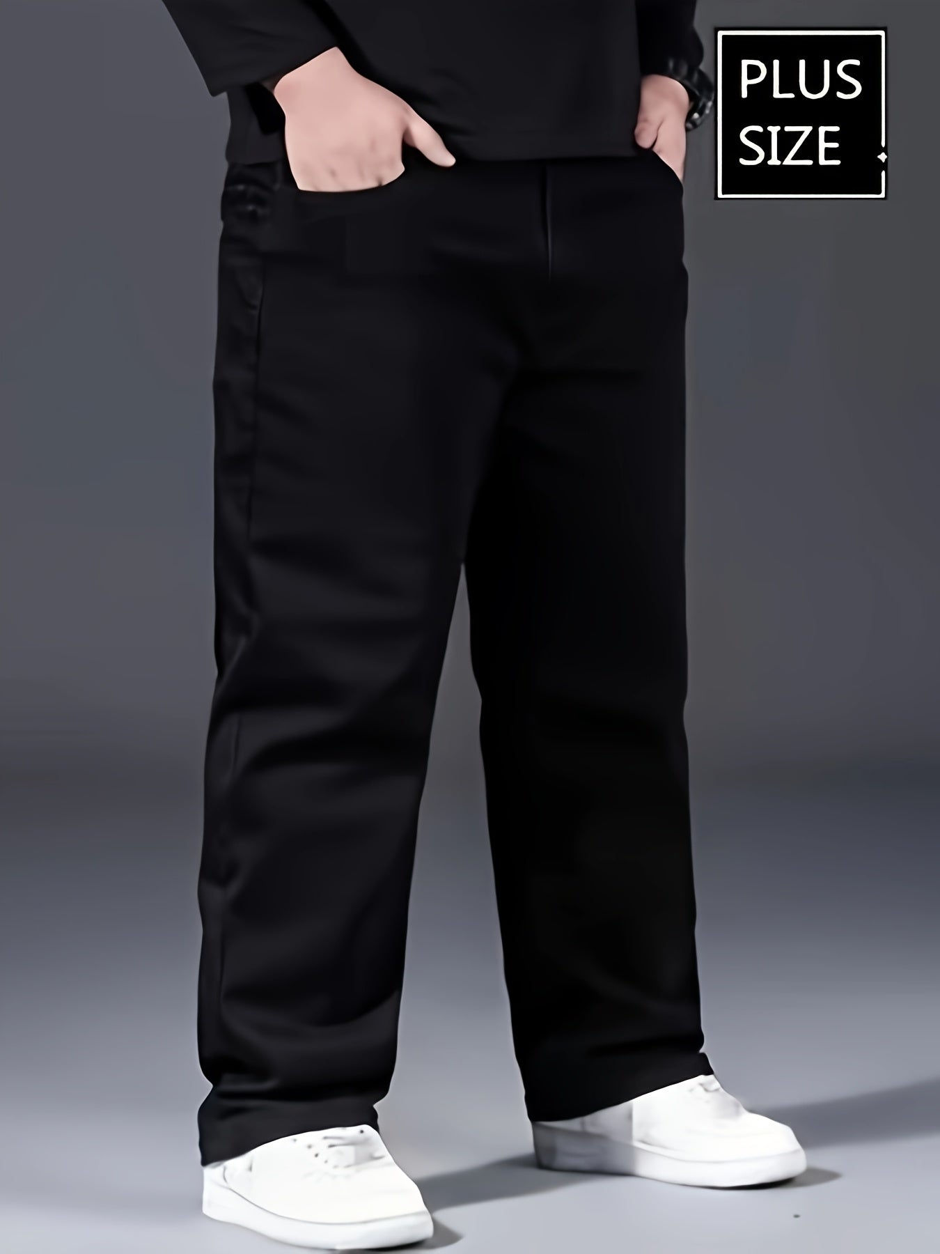 Plus Size Solid Barrel Denim Pants