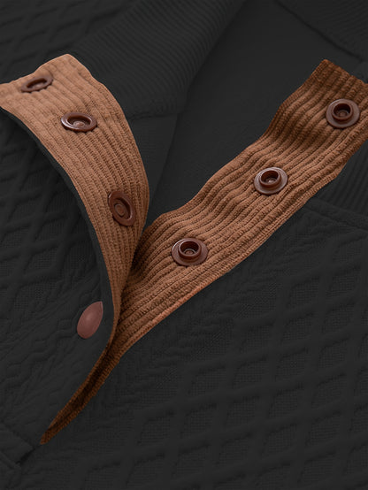 Plus Size Casual Grid-Pattern Sweater