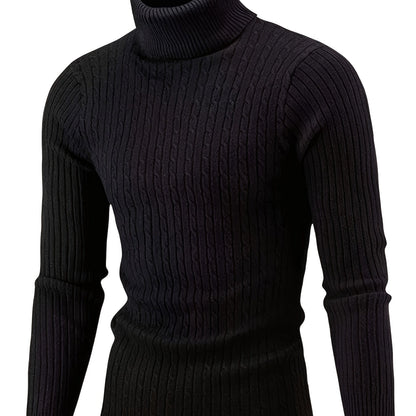 Plus Size Casual Turtleneck Sweater - Long Sleeve Stretch Knit Pullover