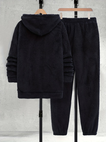 Plus Size Autumn/Winter Double-Sided Fleece Set with Mouse Pocket