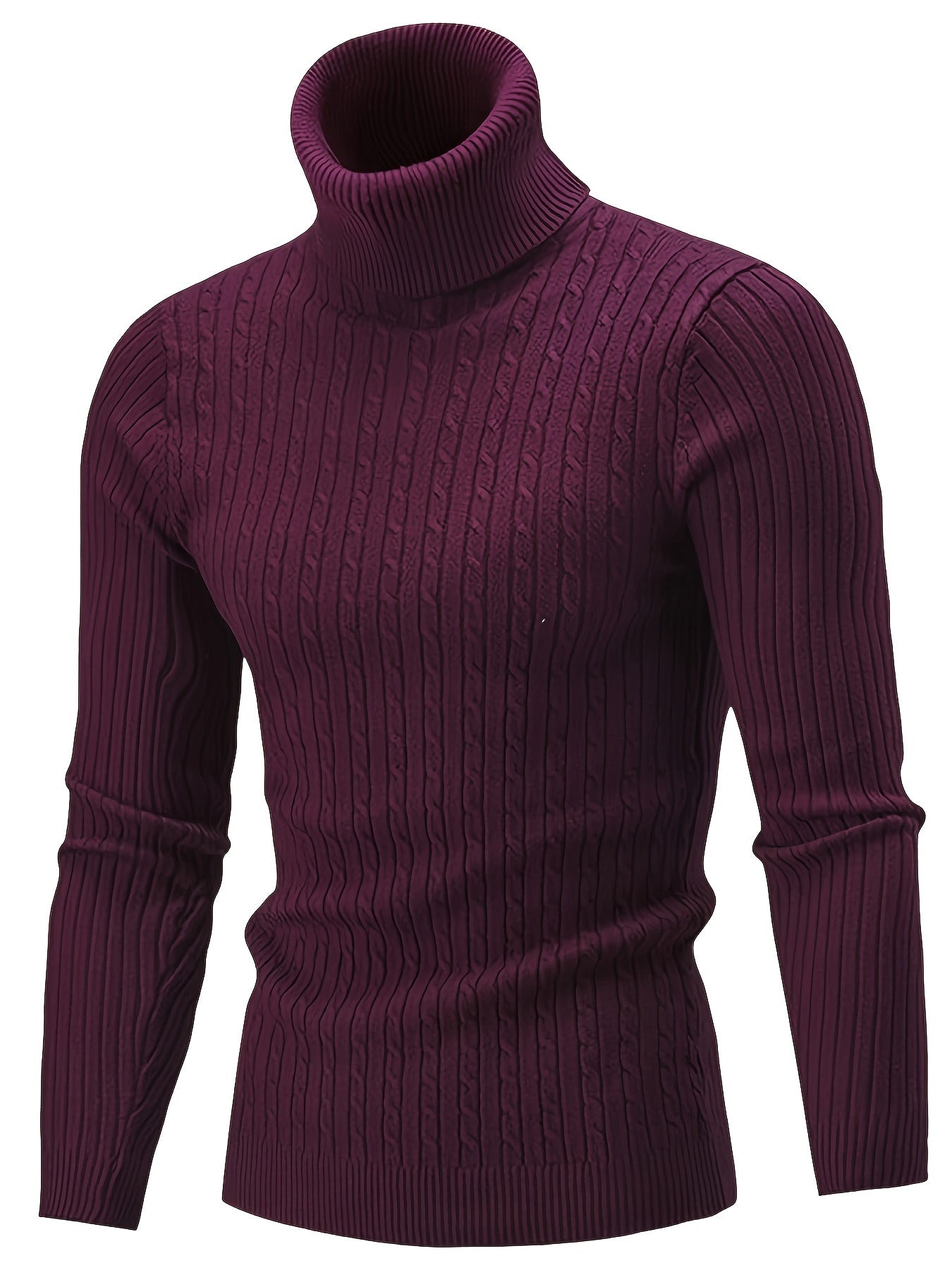 Plus Size Casual Turtleneck Sweater - Long Sleeve Stretch Knit Pullover