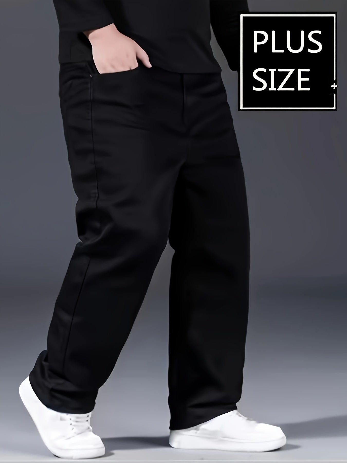 Plus Size Solid Barrel Denim Pants