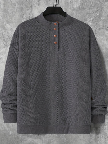 Plus Size Casual Grid-Pattern Sweater