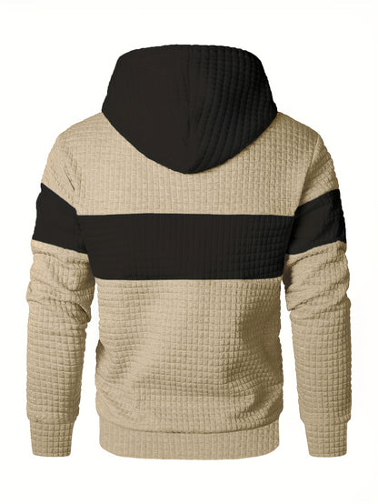 Plus Size Men's Contrast Color Hooded Sweatshirt For Spring Fall Winter