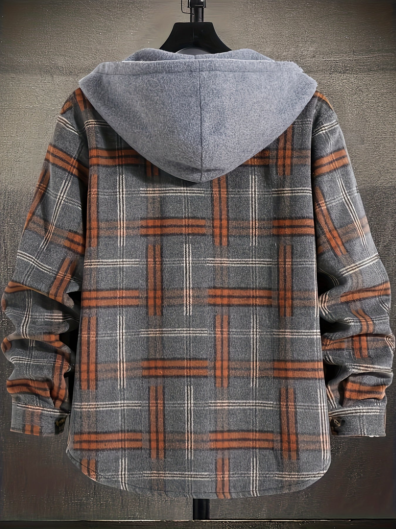 Men's Plus Size Casual Plaid Hooded Jacket