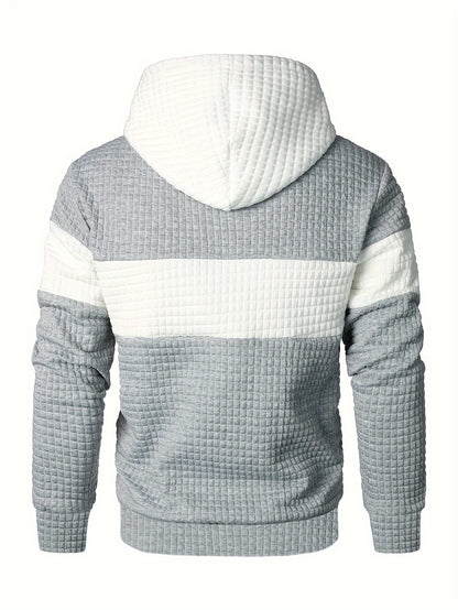 Plus Size Men's Contrast Color Hooded Sweatshirt For Spring Fall Winter