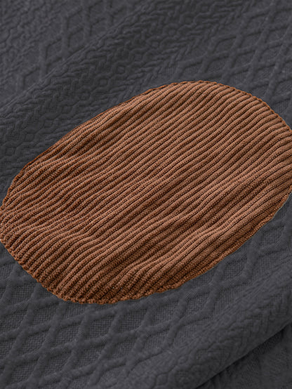 Plus Size Casual Grid-Pattern Sweater