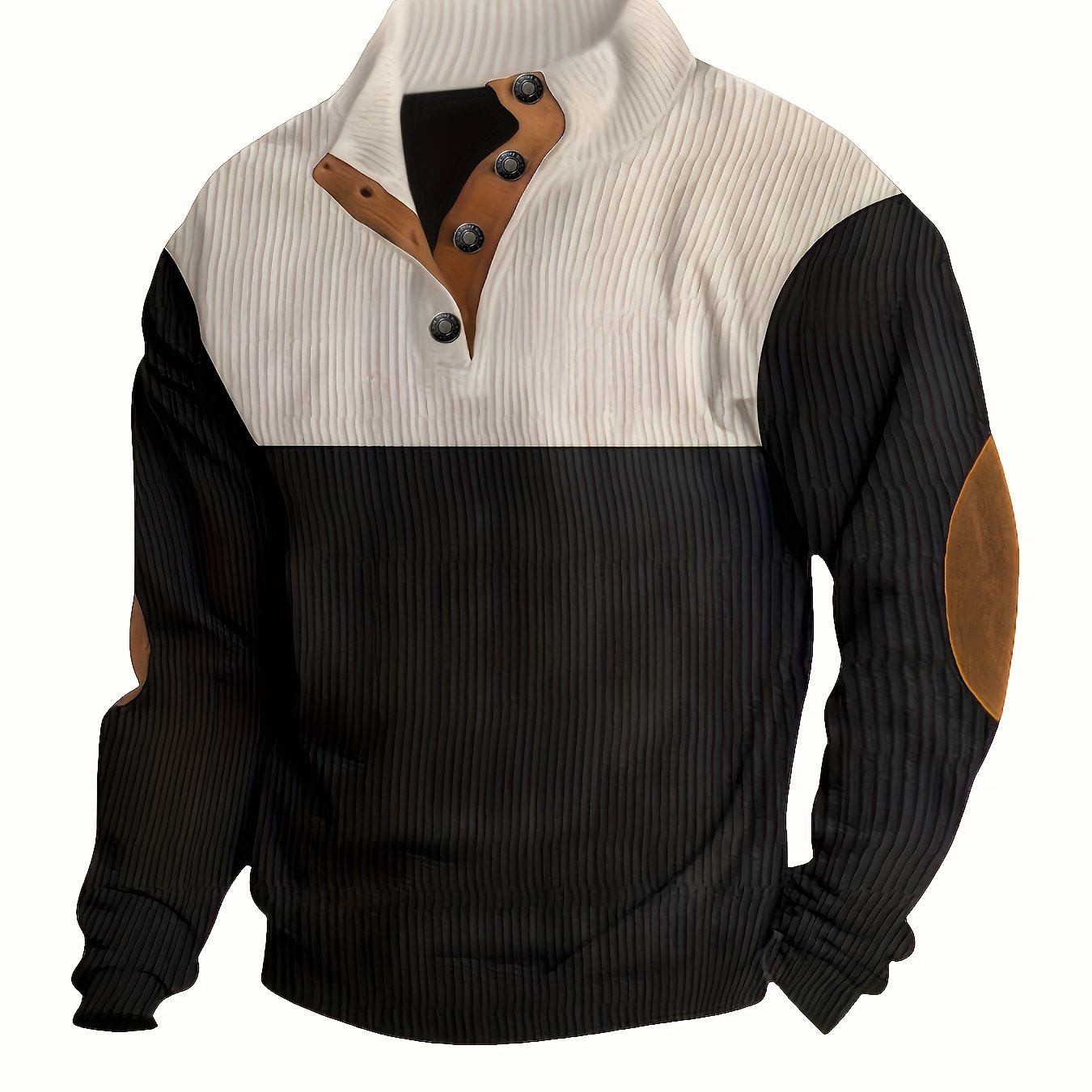 Plus Size Casual Sweater - Thick Stand Collar Cardigan with Button Front Closure