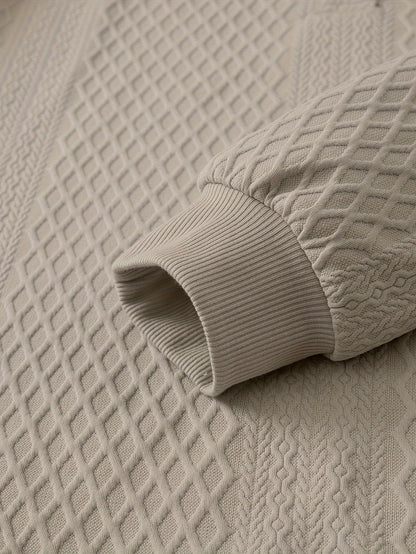 Plus Size Casual Grid-Pattern Sweater