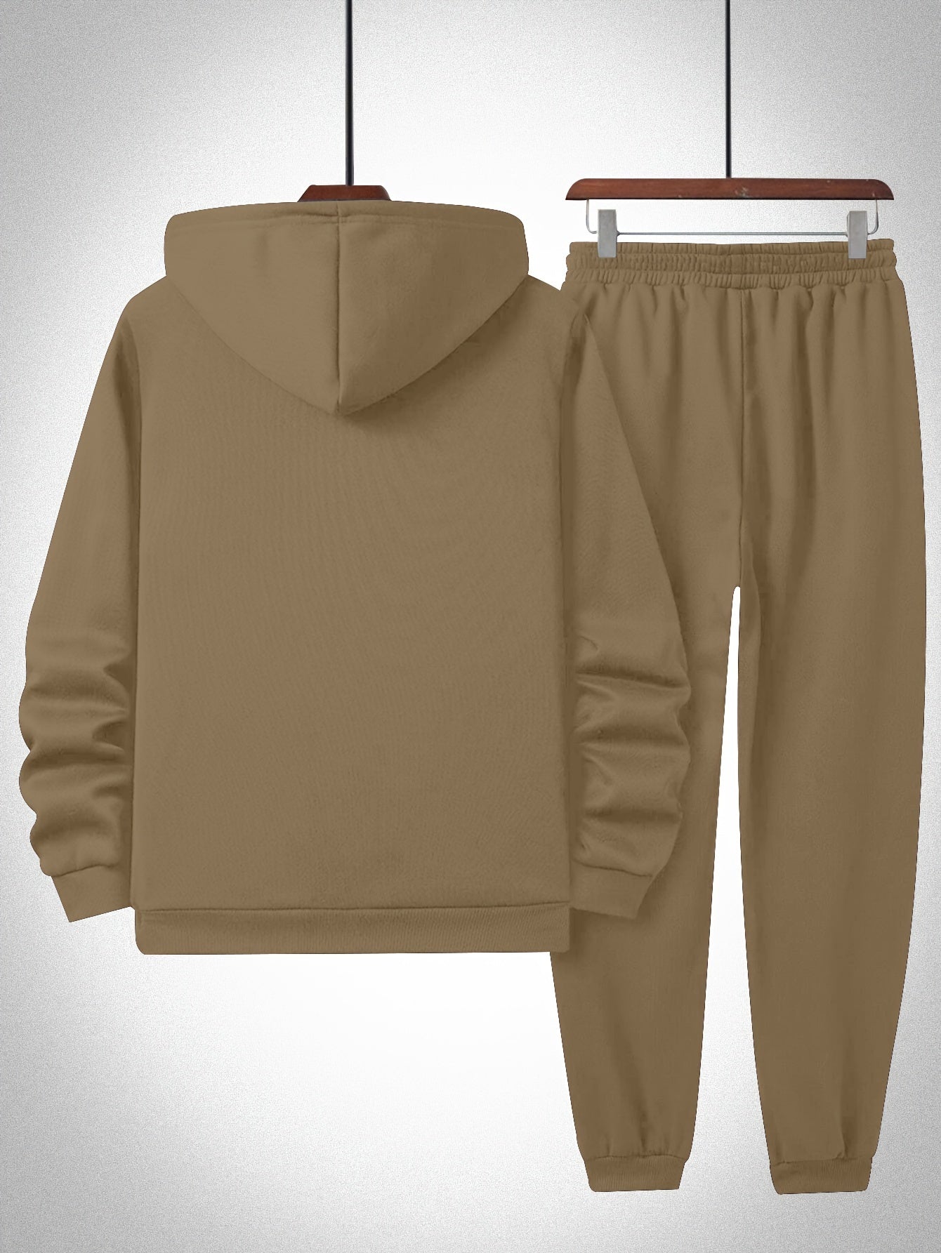 Plus Size Solid Color Hooded Sweatshirt and Sweatpants Set