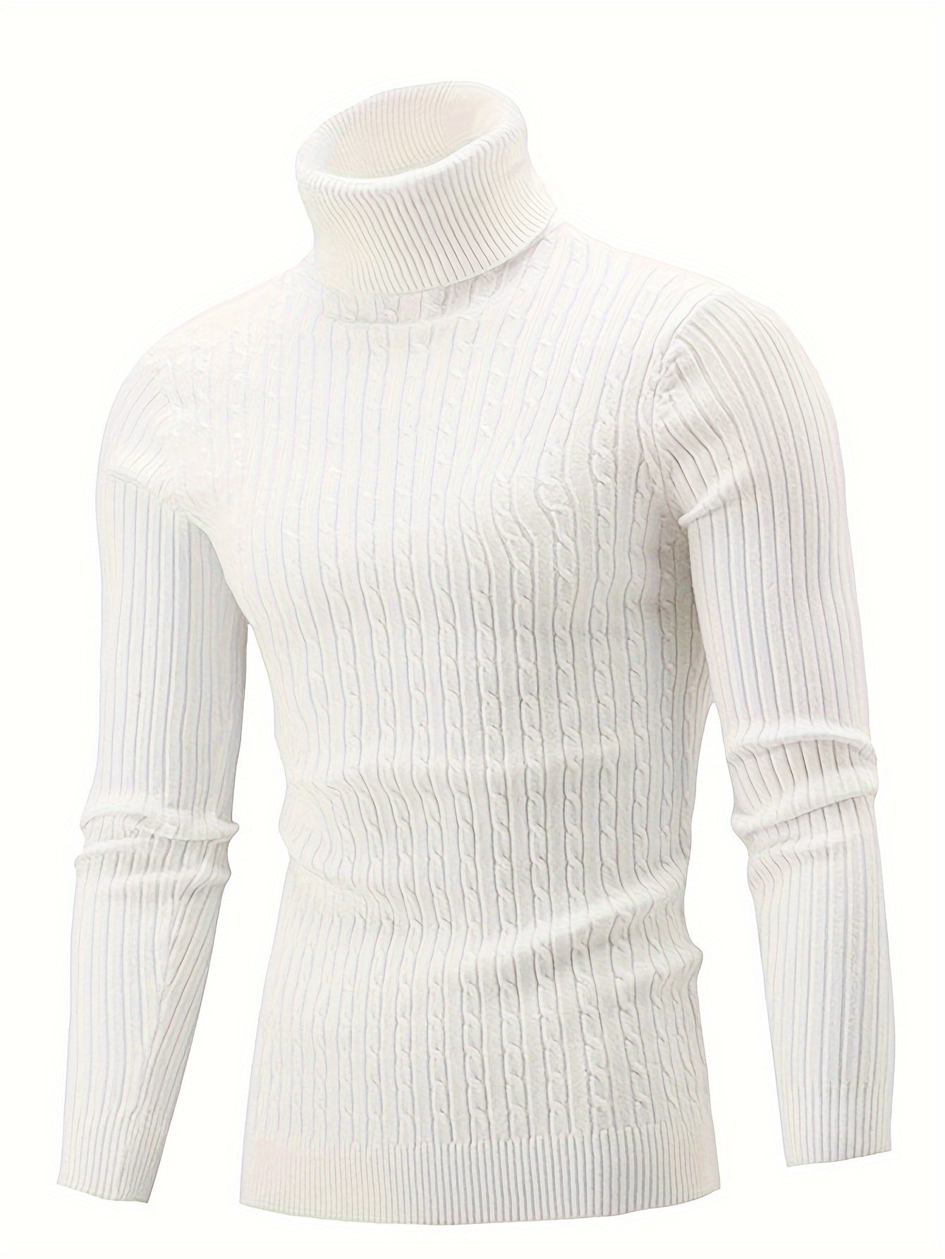 Plus Size Casual Turtleneck Sweater - Long Sleeve Stretch Knit Pullover