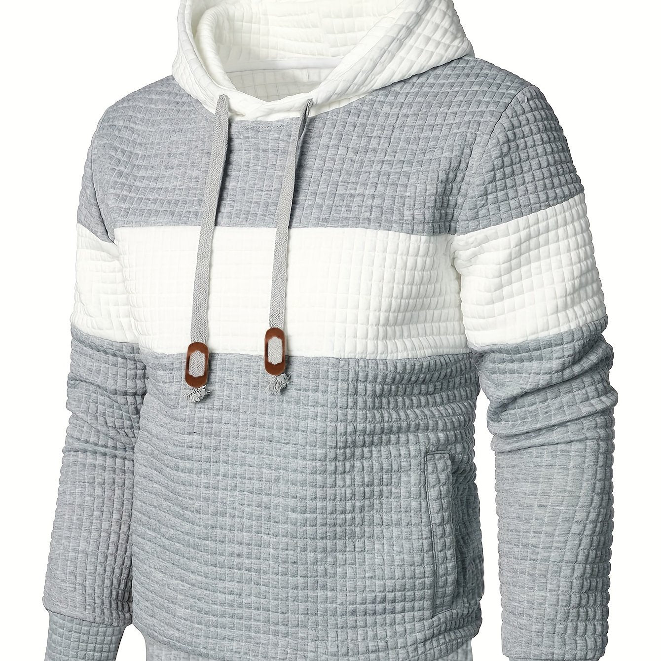 Plus Size Men's Contrast Color Hooded Sweatshirt For Spring Fall Winter
