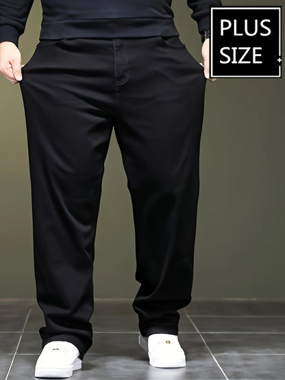 Plus Size Solid Barrel Denim Pants