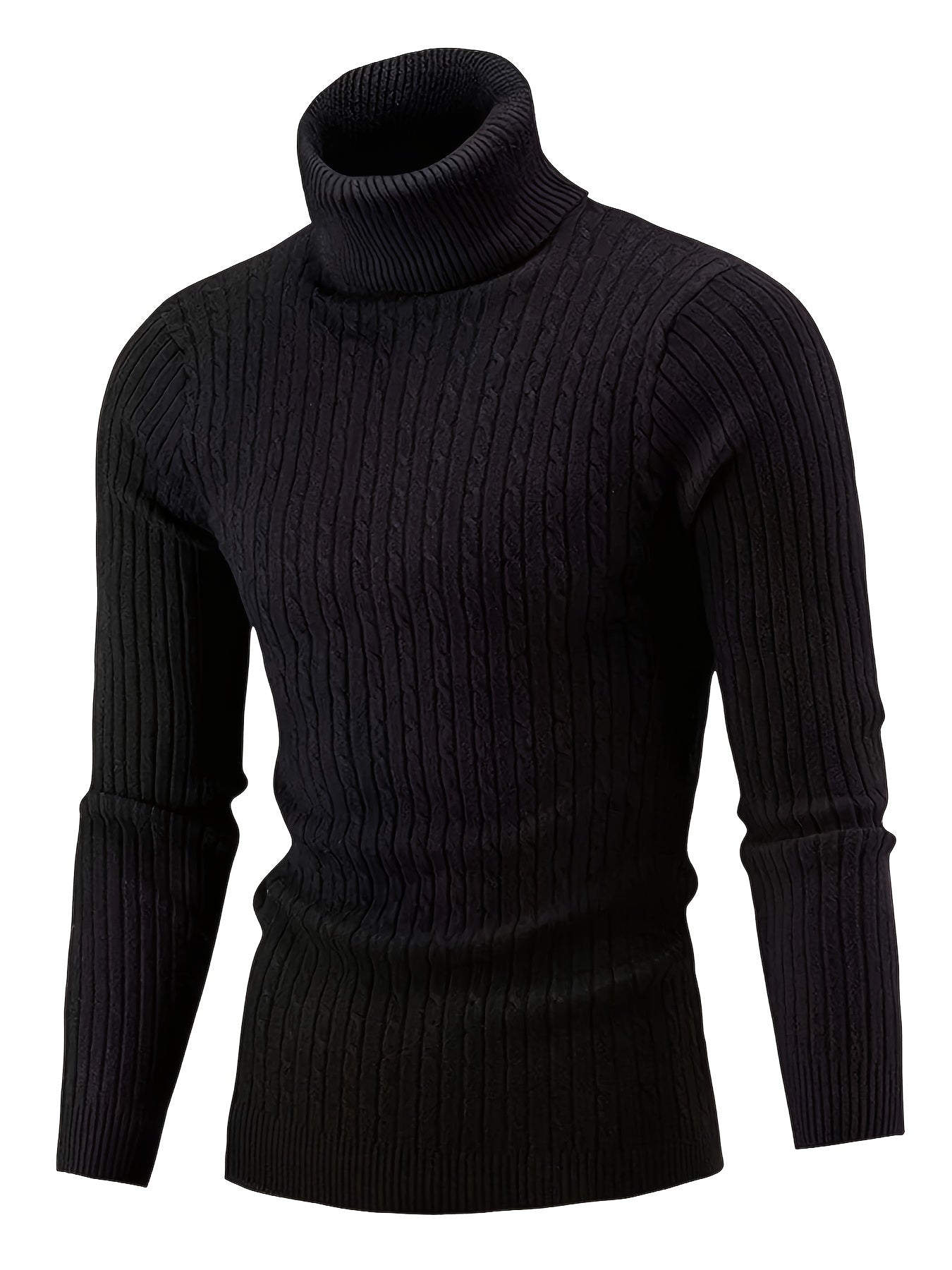 Plus Size Casual Turtleneck Sweater - Long Sleeve Stretch Knit Pullover