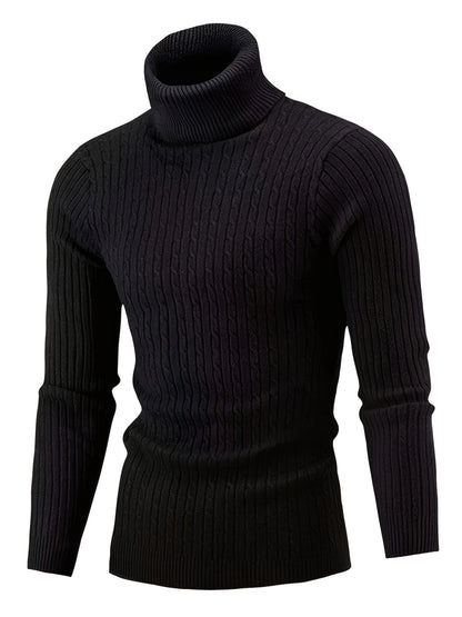 Plus Size Casual Turtleneck Sweater - Long Sleeve Stretch Knit Pullover