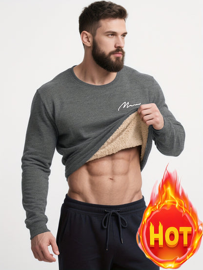 Plus Size Warm Long Sleeve Fleece-Lined Loose Casual Sweatshirt Pullover