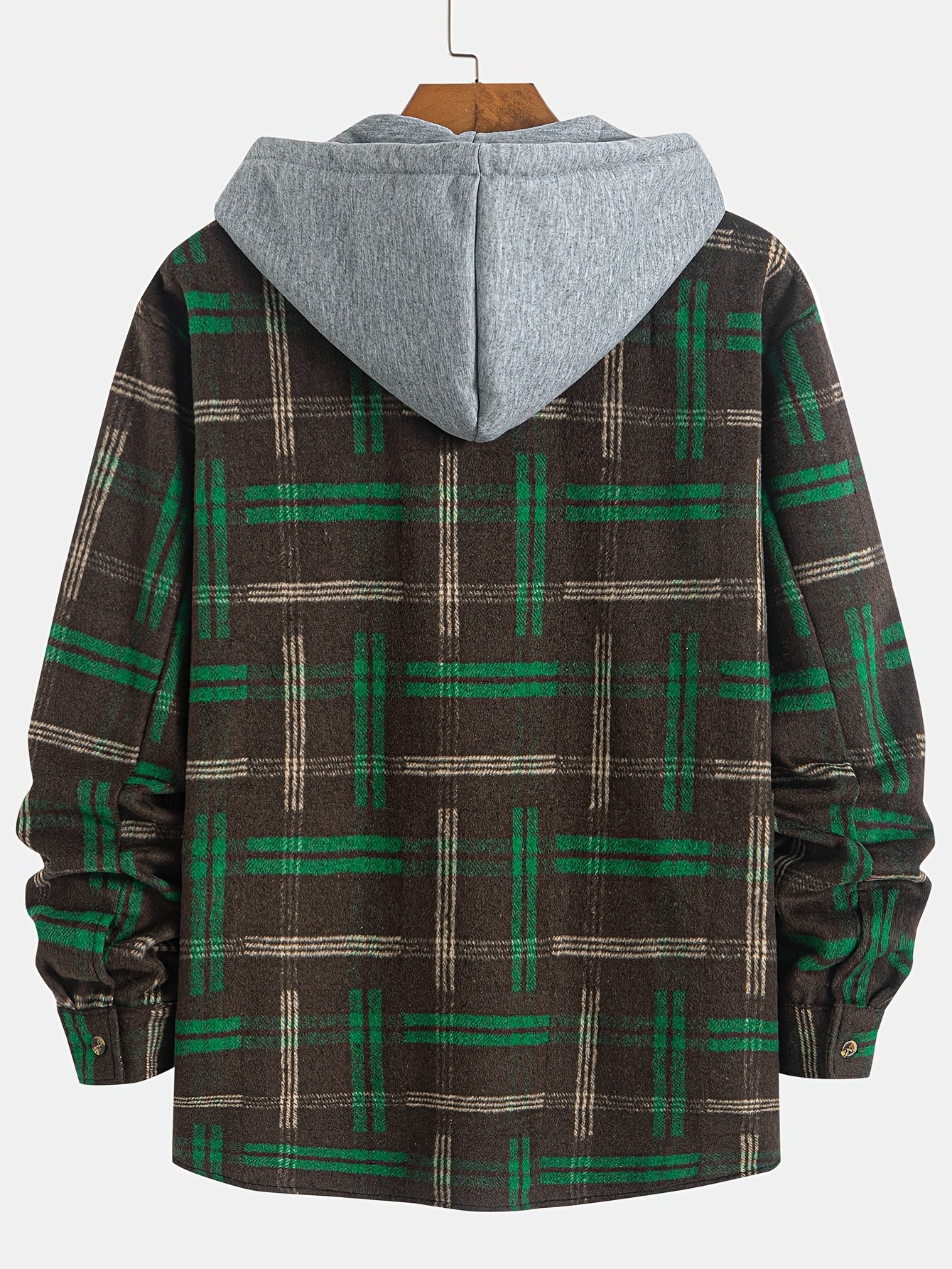 Men's Plus Size Casual Plaid Hooded Jacket