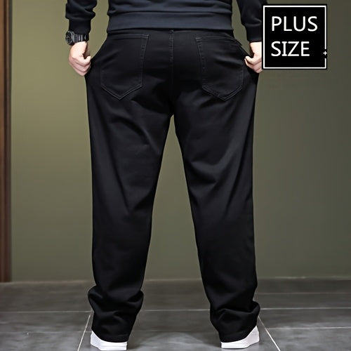Plus Size Solid Barrel Denim Pants