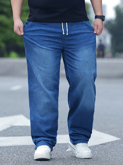 Oversized Loose-Fit High-Waisted Stretch Pants with Elastic Waist & Drawstring