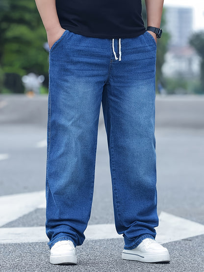 Oversized Loose-Fit High-Waisted Stretch Pants with Elastic Waist & Drawstring