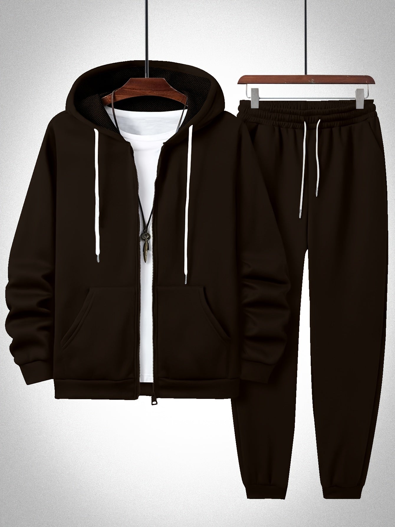Plus Size Solid Color Hooded Sweatshirt and Sweatpants Set