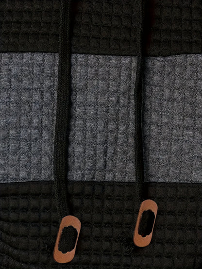 Plus Size Men's Contrast Color Hooded Sweatshirt For Spring Fall Winter