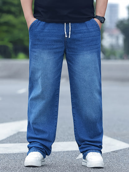 Oversized Loose-Fit High-Waisted Stretch Pants with Elastic Waist & Drawstring