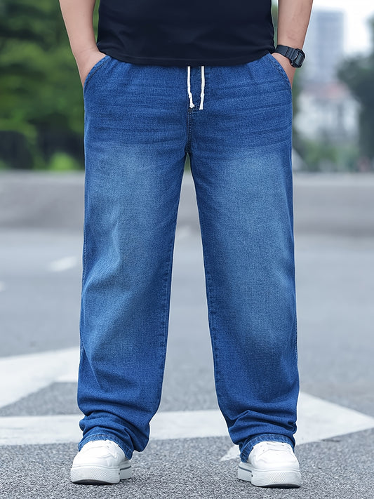 Oversized Loose-Fit High-Waisted Stretch Pants with Elastic Waist & Drawstring