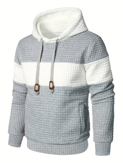Plus Size Men's Contrast Color Hooded Sweatshirt For Spring Fall Winter