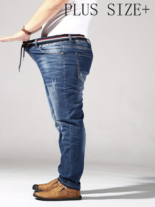 Plus Size Stretch Denim Jeans - Slim Fit, No-Cut Design, Comfortable Casual Pants