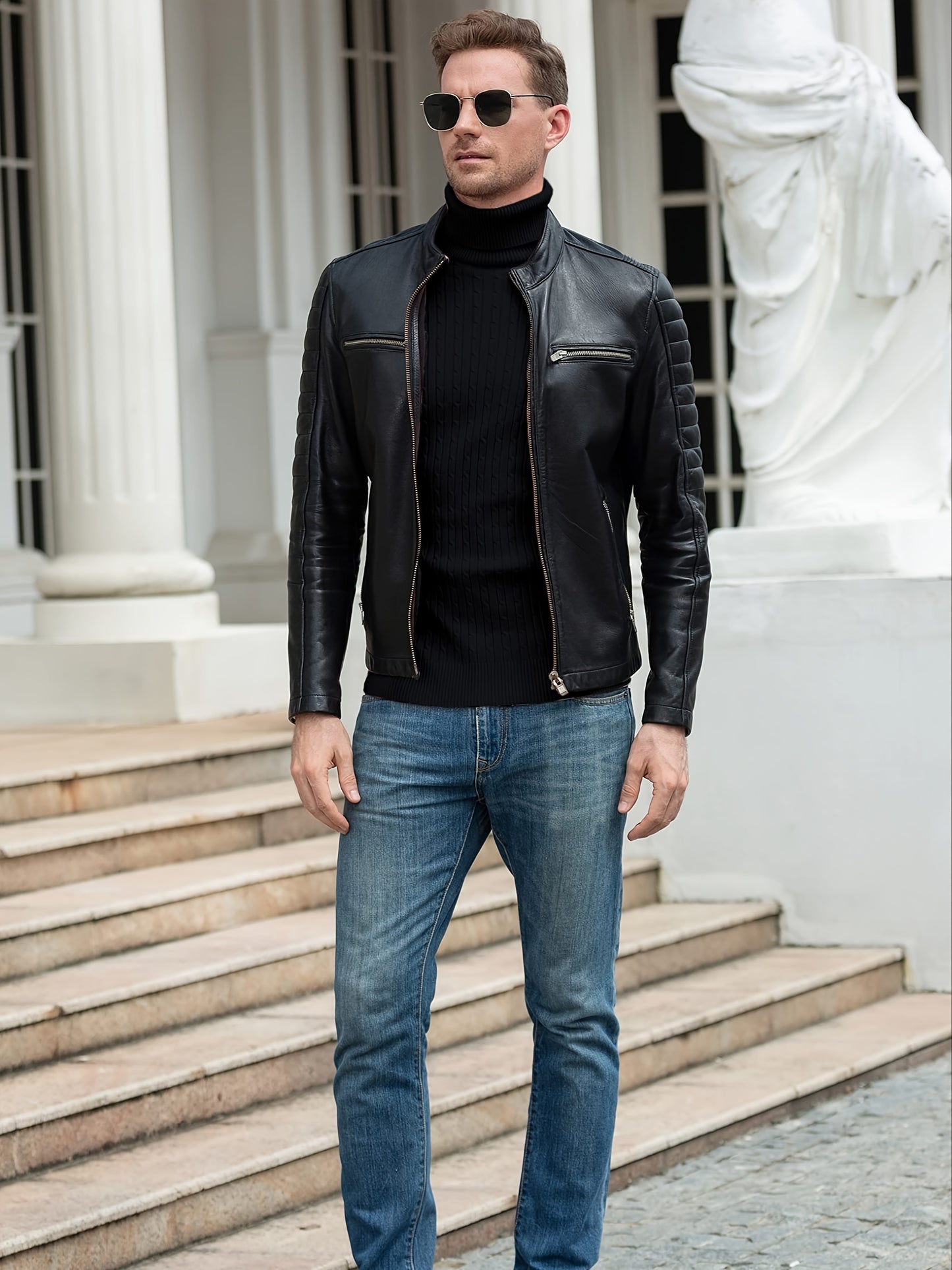 Plus Size Casual Turtleneck Sweater - Long Sleeve Stretch Knit Pullover