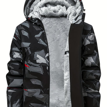 Men'S Plus Size Hooded Jacket - Thickened Winter Coat with Full-Zip Closure