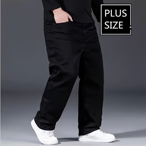Plus Size Solid Barrel Denim Pants