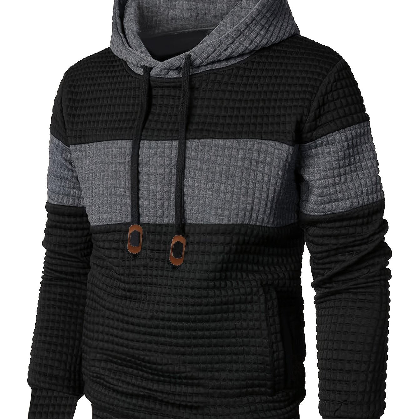 Plus Size Men's Contrast Color Hooded Sweatshirt For Spring Fall Winter