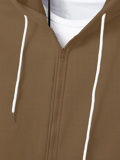 Plus Size Solid Color Hooded Sweatshirt and Sweatpants Set