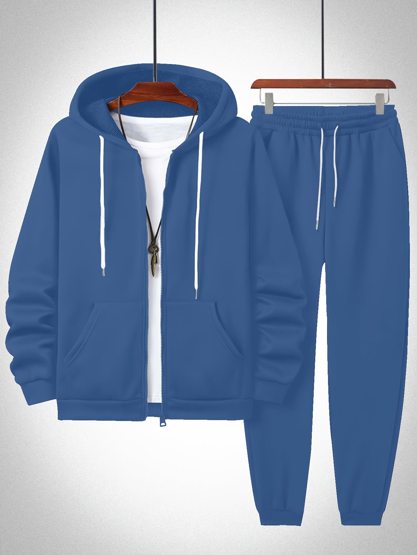 Plus Size Solid Color Hooded Sweatshirt and Sweatpants Set