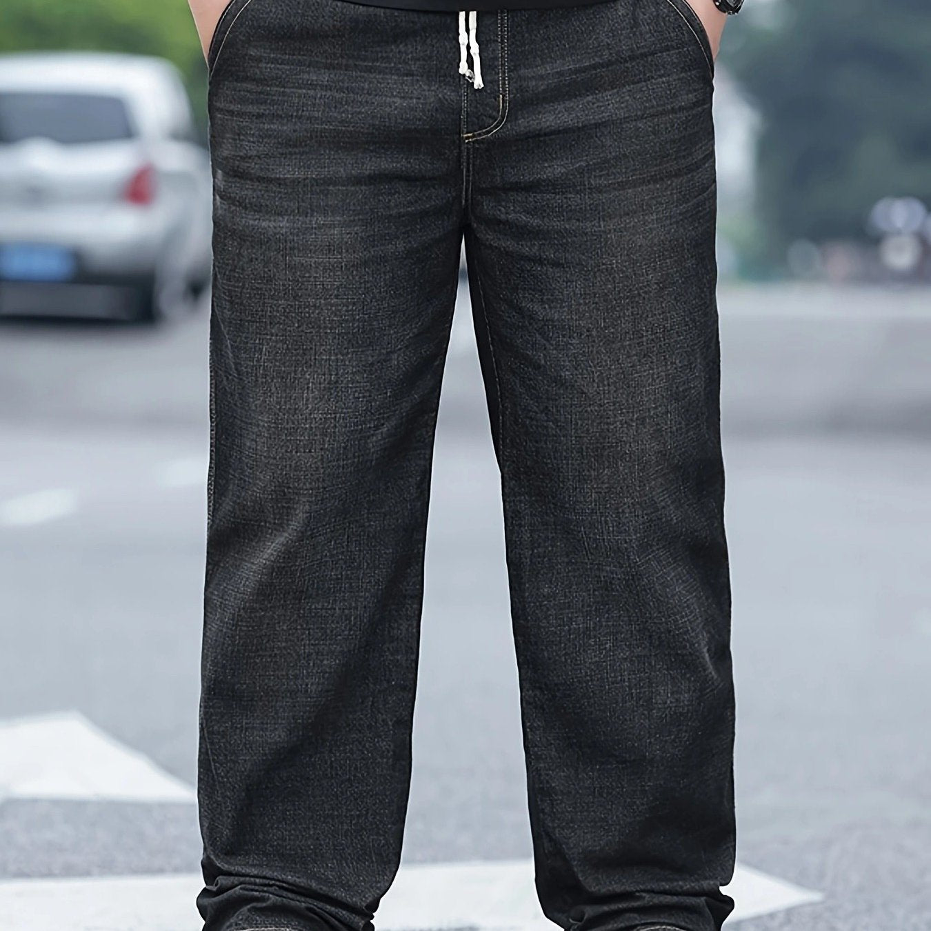 Oversized Loose-Fit High-Waisted Stretch Pants with Elastic Waist & Drawstring