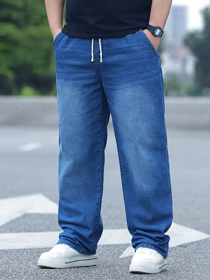 Oversized Loose-Fit High-Waisted Stretch Pants with Elastic Waist & Drawstring