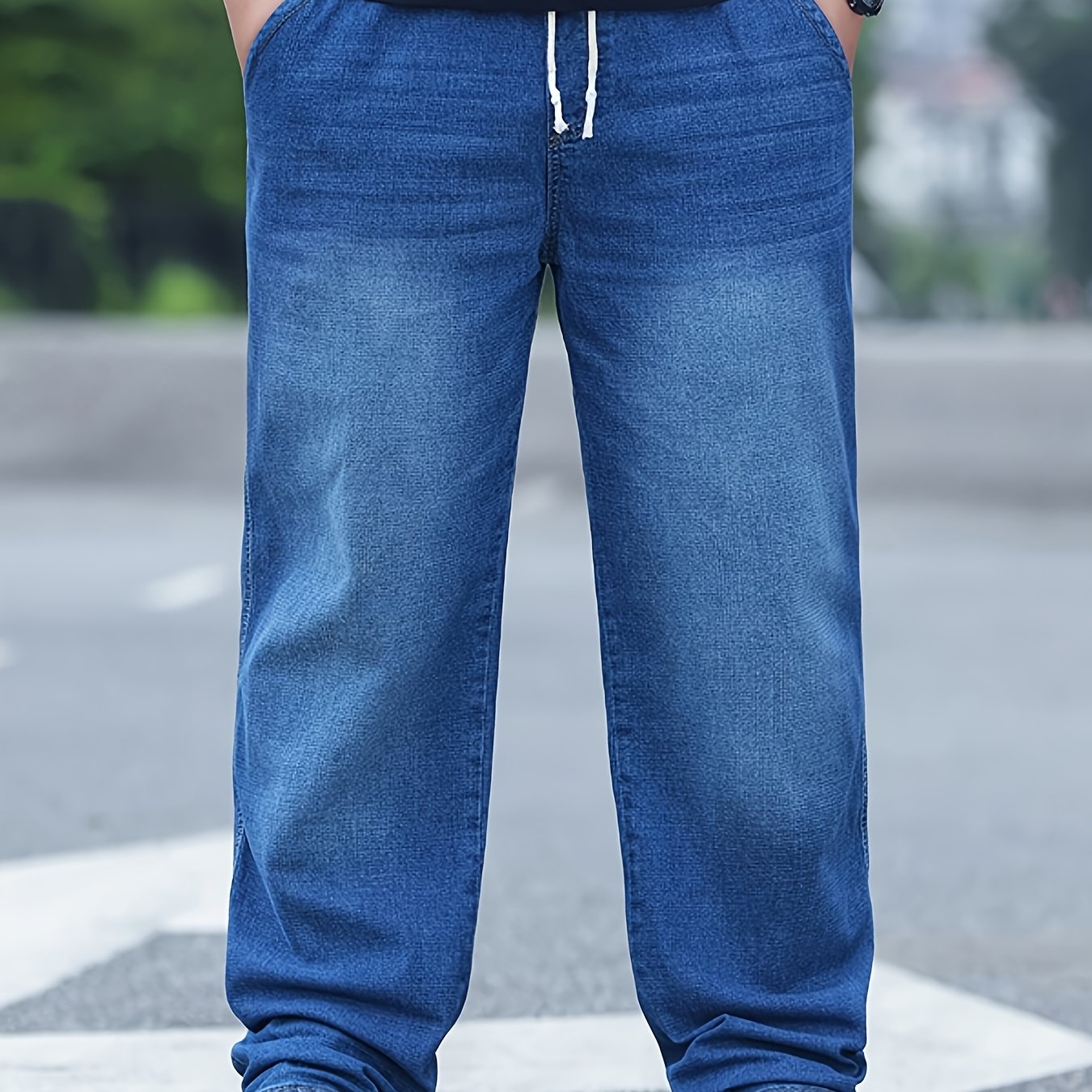 Oversized Loose-Fit High-Waisted Stretch Pants with Elastic Waist & Drawstring