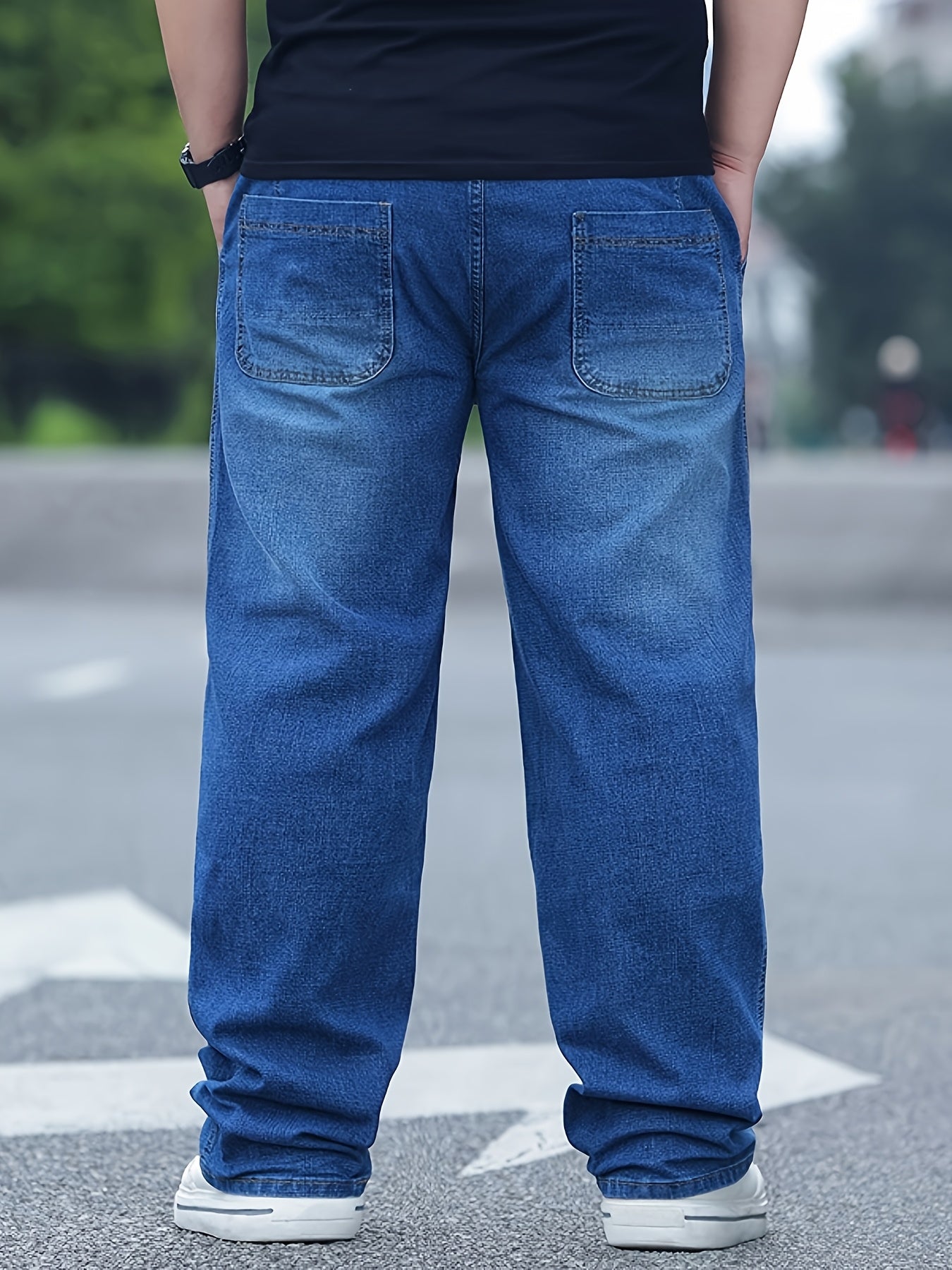 Oversized Loose-Fit High-Waisted Stretch Pants with Elastic Waist & Drawstring