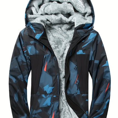 Men'S Plus Size Hooded Jacket - Thickened Winter Coat with Full-Zip Closure