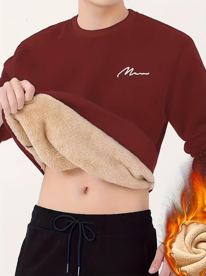 Plus Size Warm Long Sleeve Fleece-Lined Loose Casual Sweatshirt Pullover