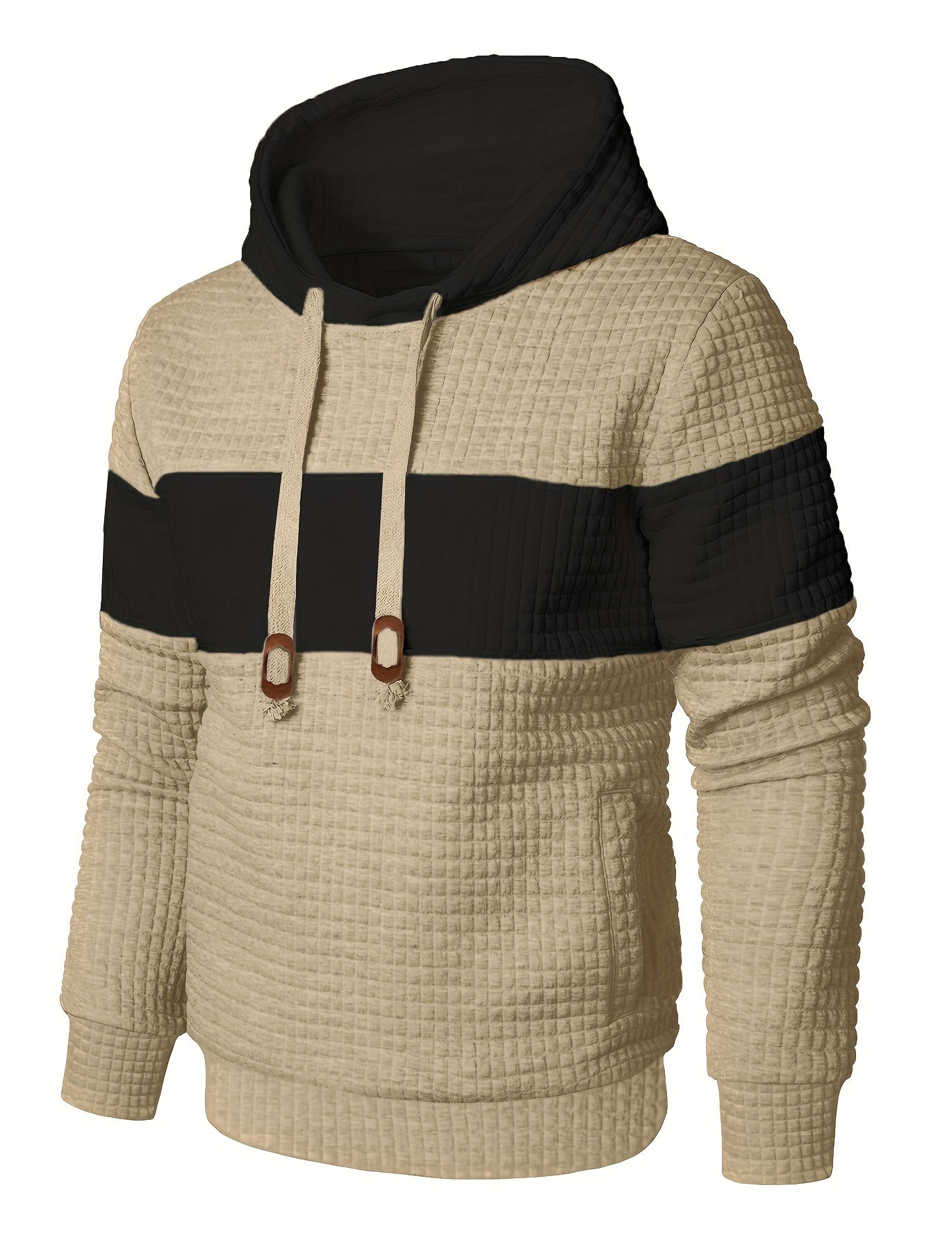 Plus Size Men's Contrast Color Hooded Sweatshirt For Spring Fall Winter