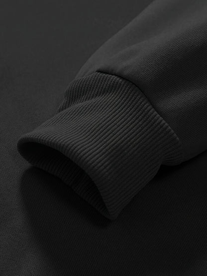 Plus Size Men's Hooded Fleece-Lined Sweatshirt Casual Set