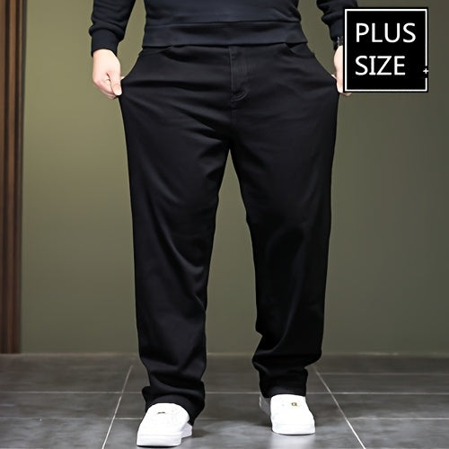 Plus Size Solid Barrel Denim Pants