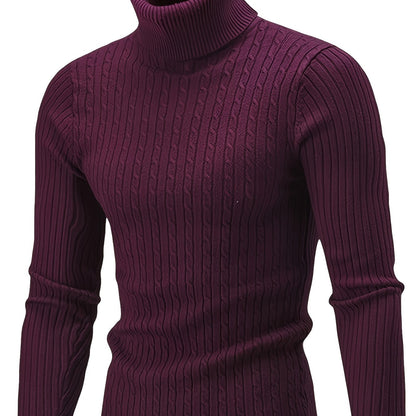 Plus Size Casual Turtleneck Sweater - Long Sleeve Stretch Knit Pullover
