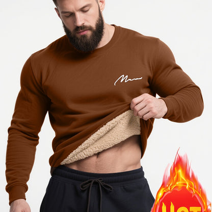 Plus Size Warm Long Sleeve Fleece-Lined Loose Casual Sweatshirt Pullover