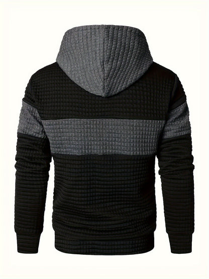 Plus Size Men's Contrast Color Hooded Sweatshirt For Spring Fall Winter