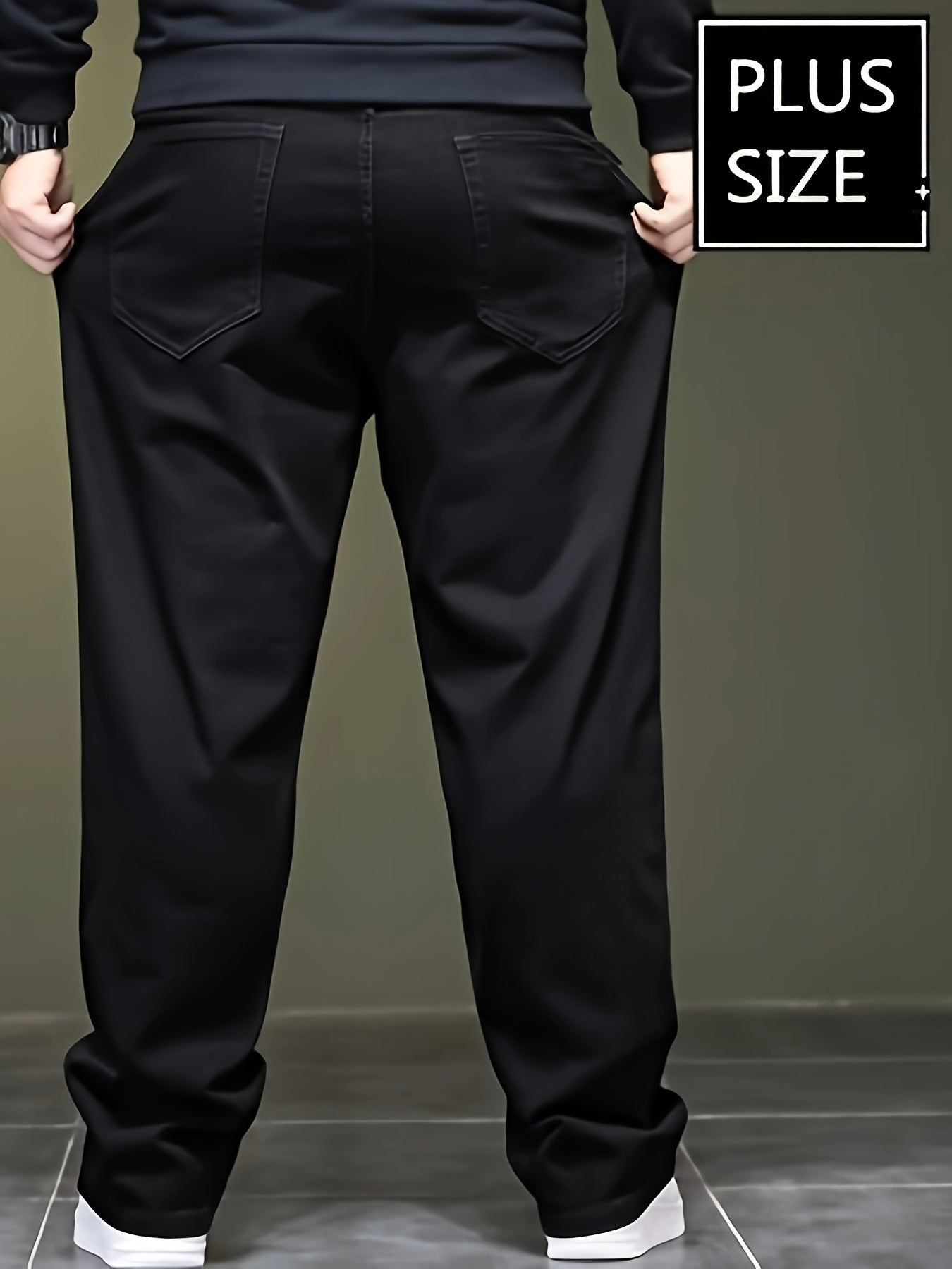 Plus Size Solid Barrel Denim Pants